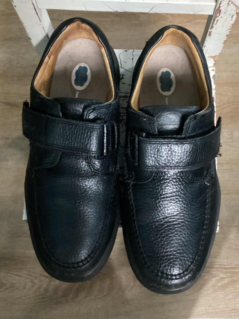 Dr. Scholl's Black Leather Slip-On Hook-and-Loop Loafers 10W